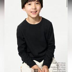 Uniqlo Kids HEATTECH ULTRA WARM CREW NECK Long Sleeve T-SHIRT Black